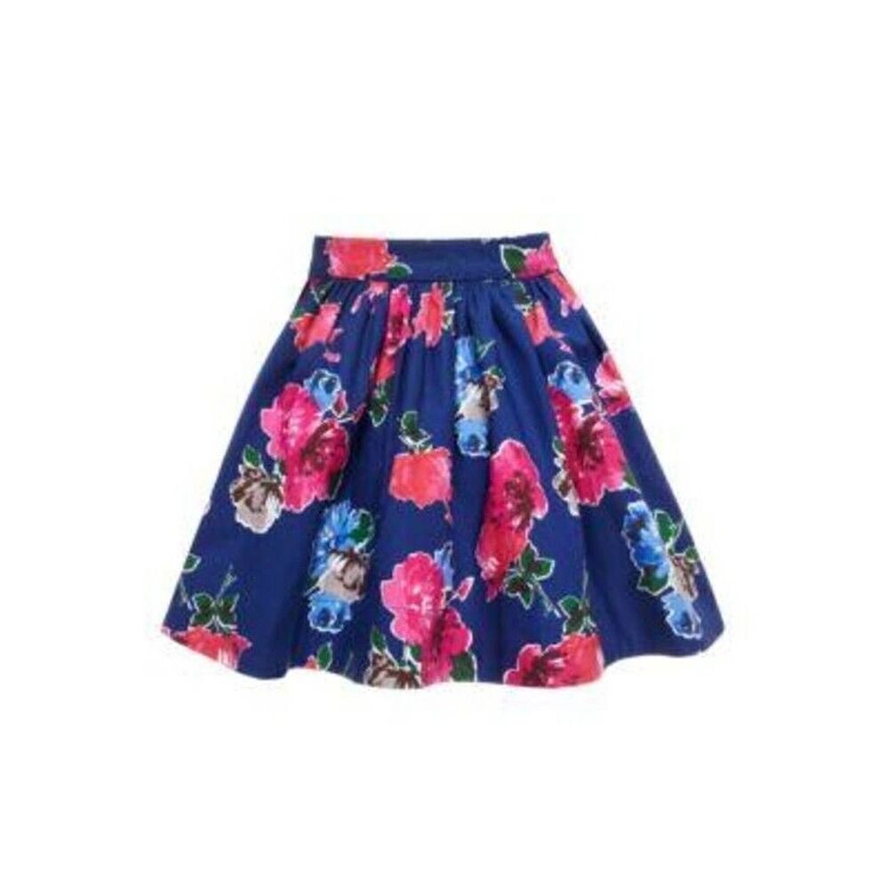 𝅺kate Spade Girls Navy Floral Coreen Skirt 10 Cotton Stretch Pockets Zipper